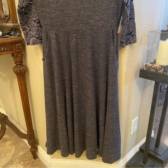NWT~TORRID Super Soft Plush Gray Floral Sleeves Midi Dress Size 00 (M/L) - Picture 5 of 11